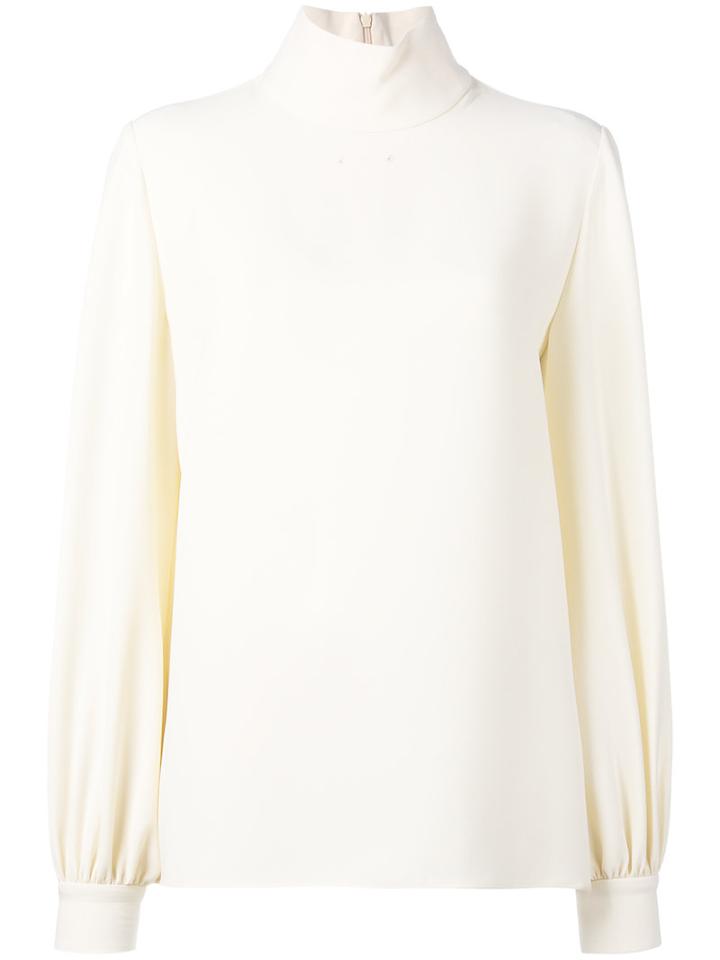 Tom Ford High Neck Marocain Blouse, Women's, Size: 44, Nude/neutrals, Silk