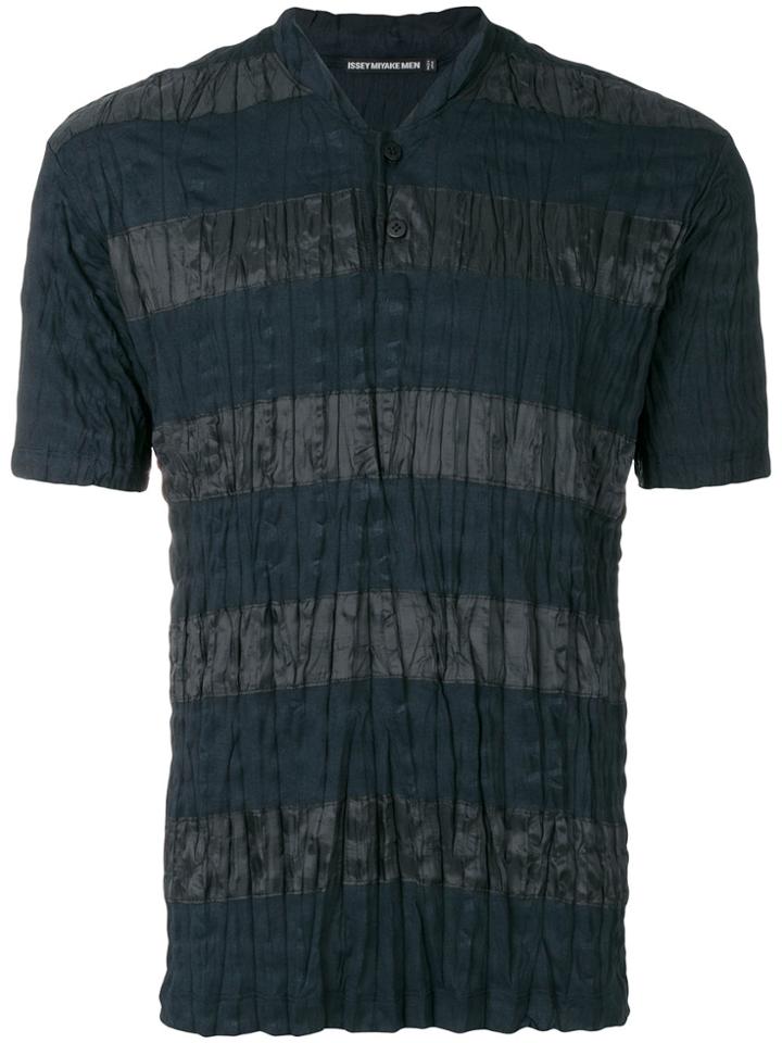 Issey Miyake Men Pleated Polo Shirt - Black