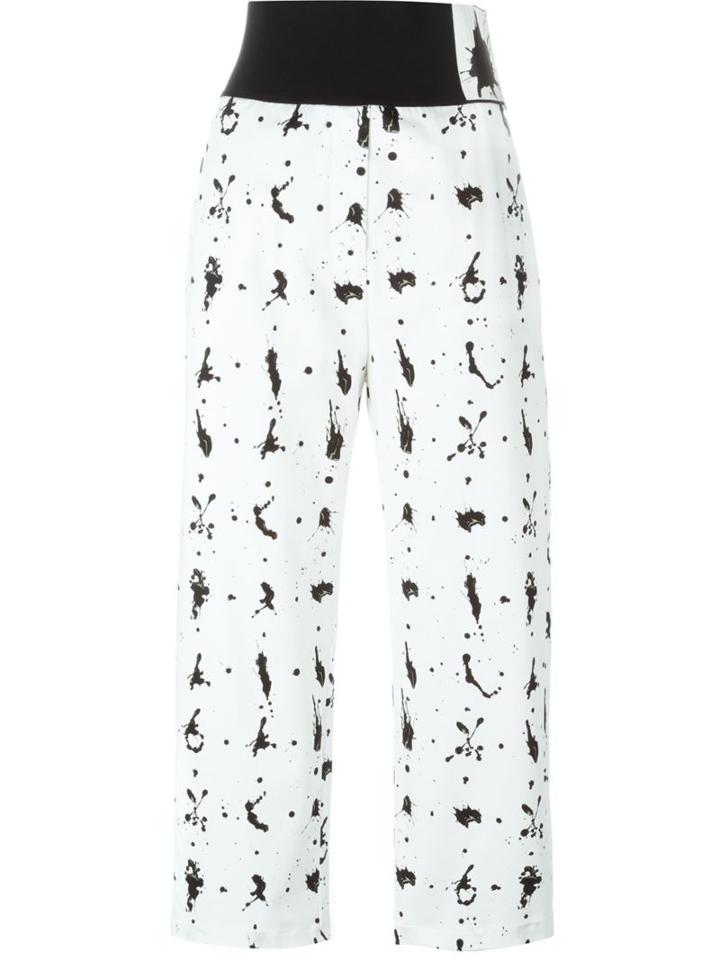 Mm6 Maison Margiela Paint Splatter Trousers, Women's, Size: 42, White, Cotton/spandex/elastane/viscose
