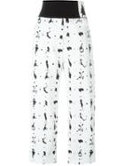 Mm6 Maison Margiela Paint Splatter Trousers, Women's, Size: 42, White, Cotton/spandex/elastane/viscose