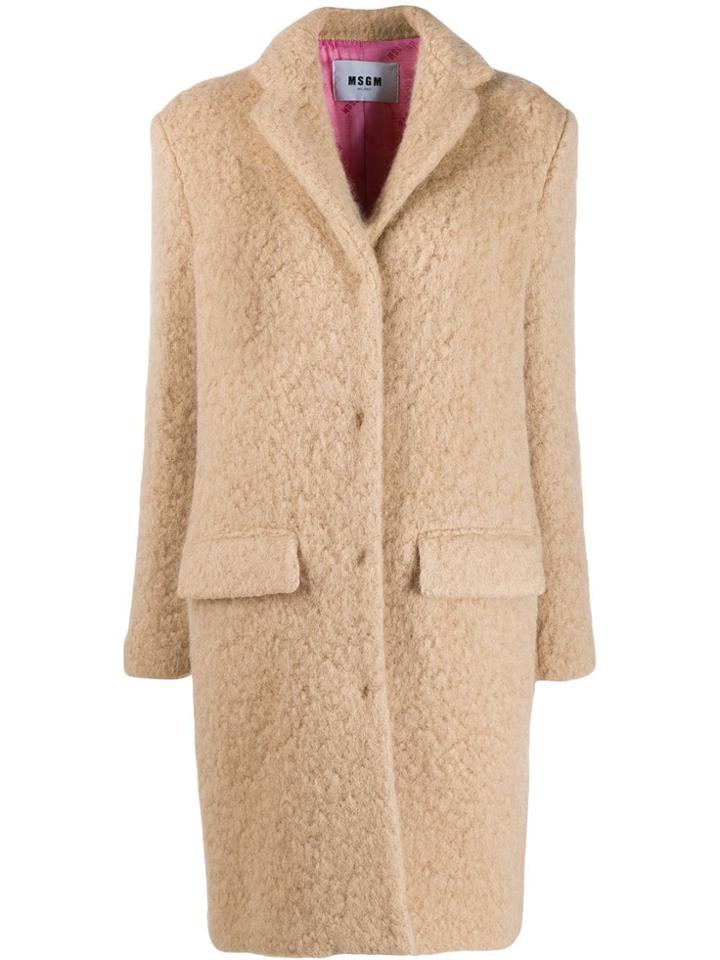 Msgm Oversized Teddy Coat - Neutrals