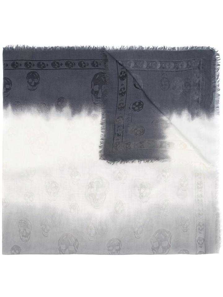 Alexander Mcqueen Skull Print Scarf, Women's, Grey, Modal