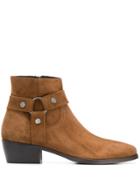 Albano Strap-embellished Ankle Boots - Brown