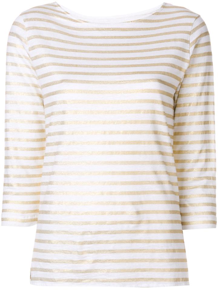 Majestic Filatures Cropped Sleeve Bateau Tee - White