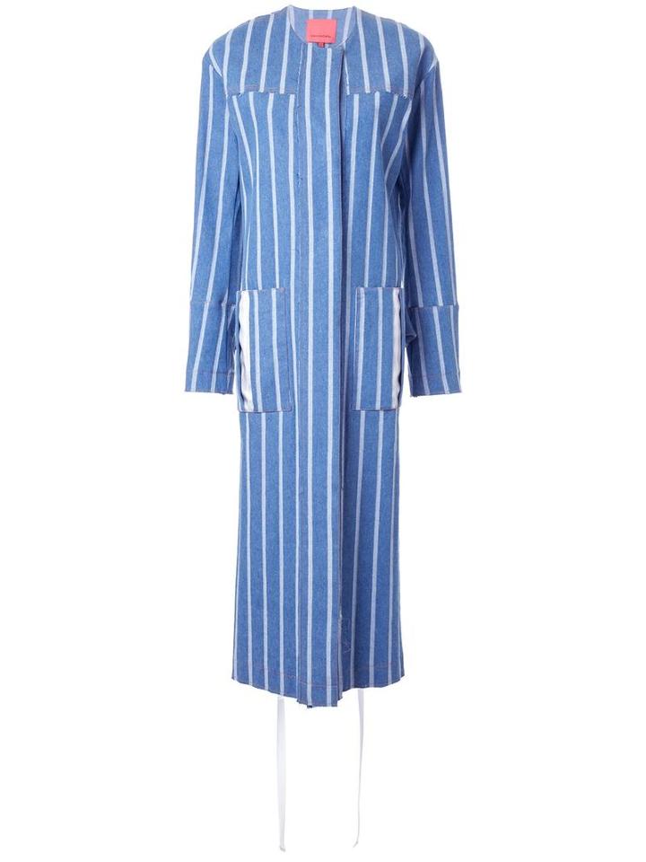 Manning Cartell Open Back Striped Coat, Women's, Size: 8, Blue, Cotton