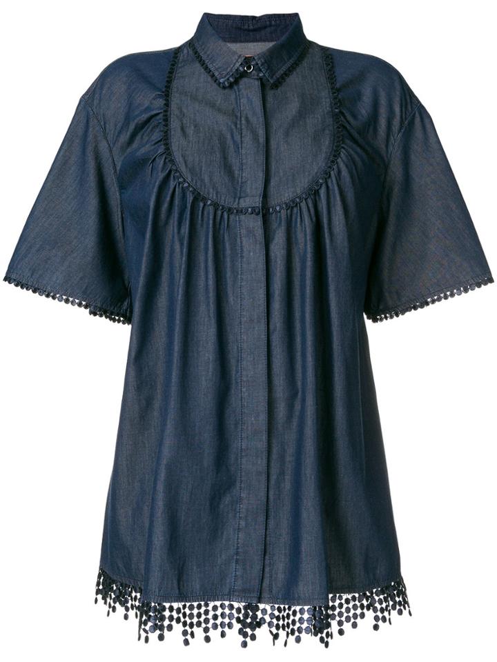 Blumarine Embroidered Trim Blouse - Blue