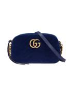 Gucci Gg Marmont Velvet Small Shoulder Bag - Blue