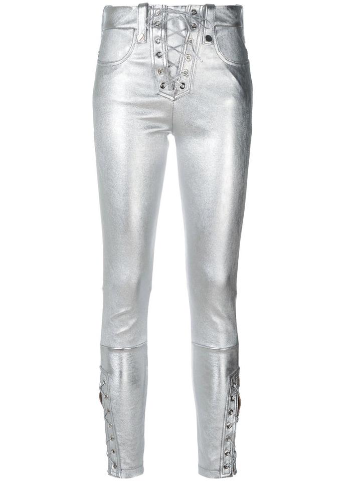 Manokhi - Cropped Lace-up Trousers - Women - Leather/polyester/viscose - 38, Grey, Leather/polyester/viscose