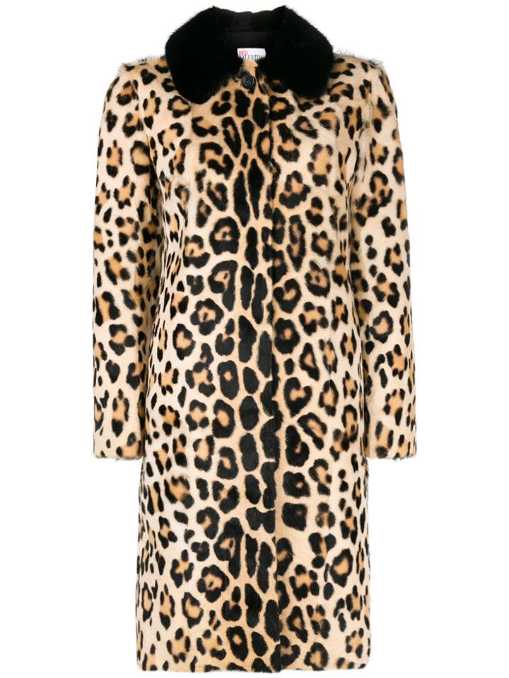 Red Valentino Leopard Print Coat - Brown