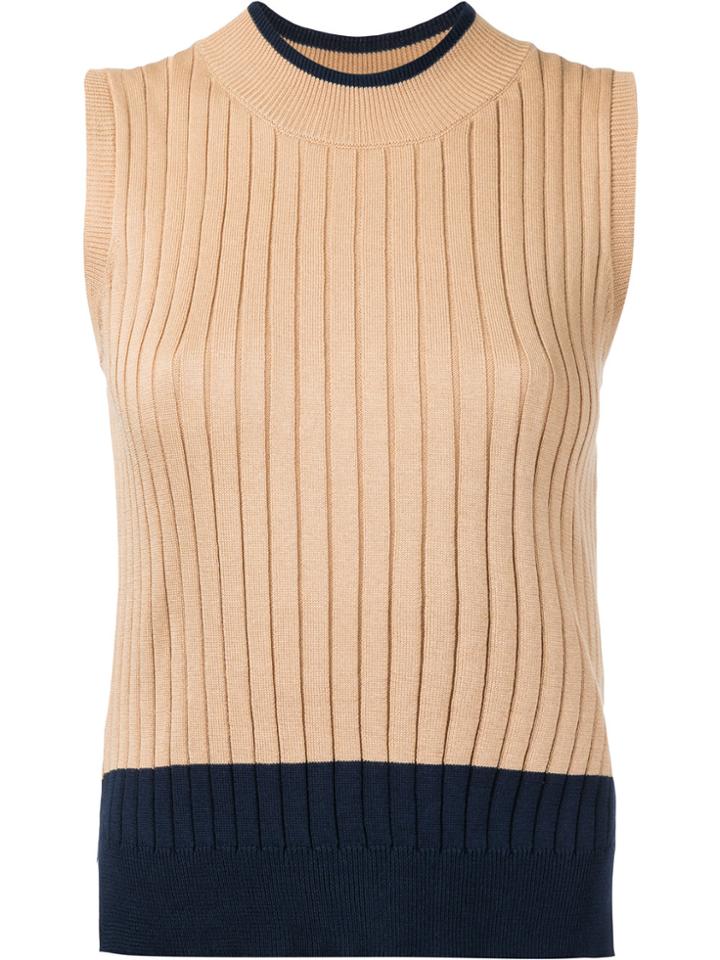 Loveless Ribbed Sweater Vest - Brown