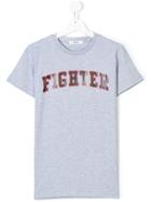 Msgm Kids Fighter Print T-shirt - Grey