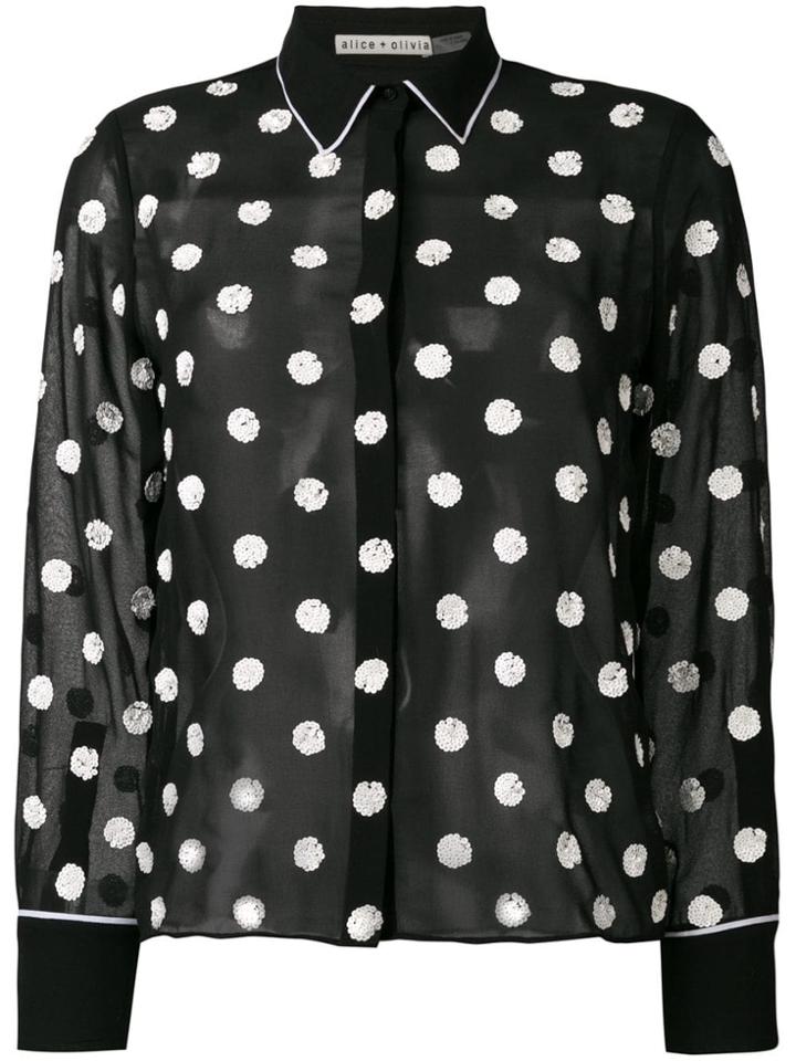 Alice+olivia Sequined Polka Dot Blouse - Black