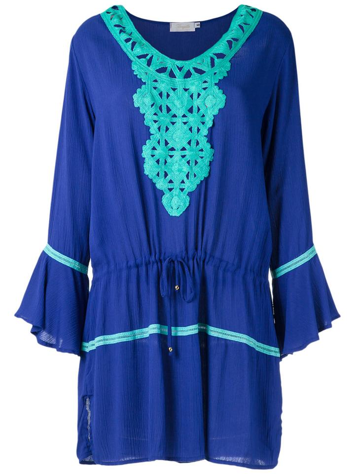 Brigitte Lace Detail Beach Dress, Women's, Size: Medium, Blue, Viscose
