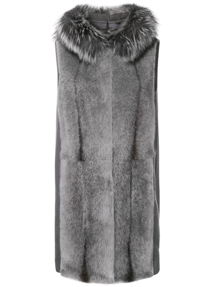 Manzoni 24 Hooded Fur Gilet - Grey