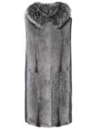 Manzoni 24 Hooded Fur Gilet - Grey