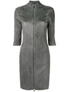 Arma Front Zip Fitted Dress - Grey