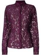 Talbot Runhof Floral Mesh Shirt - Pink & Purple