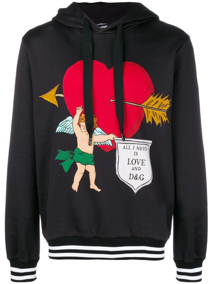 Dolce & Gabbana Cupid Print Hoodie - Black