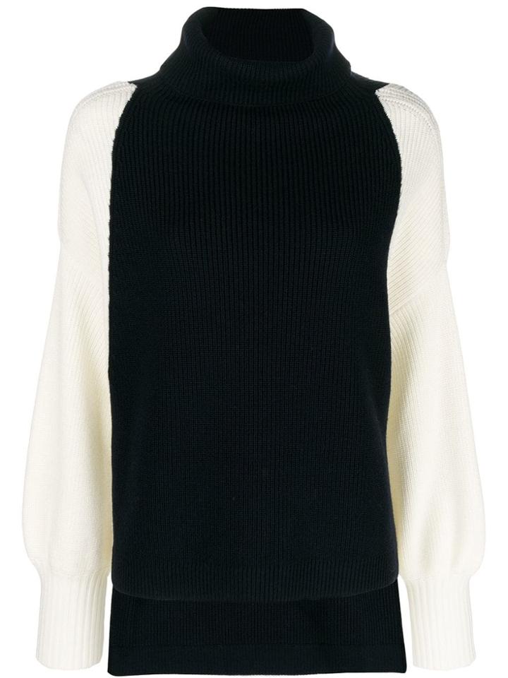 Maison Flaneur Bicolour Turtleneck Sweater - Blue