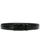 Egrey - Crocodile Skin Effect Belt - Women - Artificial Leather - M, Black, Artificial Leather