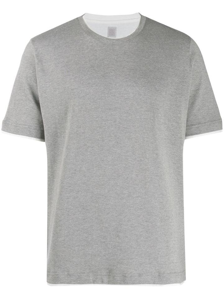 Eleventy Two-tone Collar T-shirt - Grey