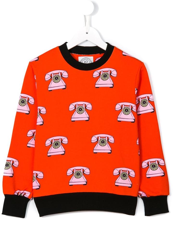 10x10 An Italian Theory Kids Telephone Print Sweatshirt, Girl's, Size: 8 Yrs, Red