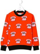 10x10 An Italian Theory Kids Telephone Print Sweatshirt, Girl's, Size: 8 Yrs, Red