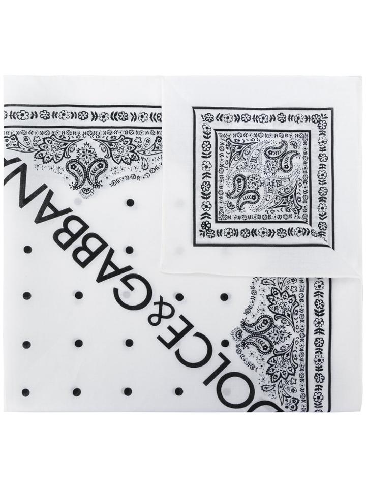 Dolce & Gabbana Logo Detail Neck Scarf - White