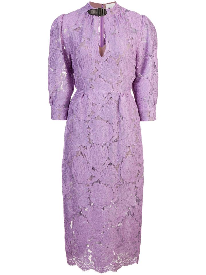 Fleur Du Mal Belted Neck Lace Dress - Pink & Purple