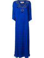 Badgley Mischka Long Embellished Dress, Women's, Size: Medium, Blue, Silk