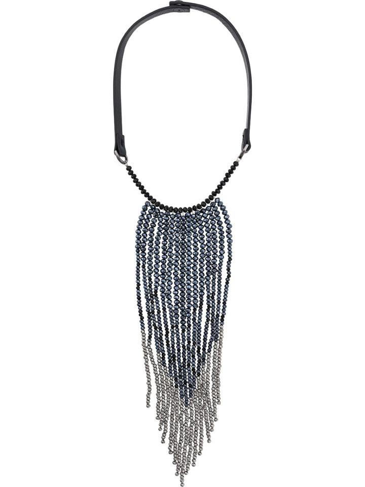 Peserico Fringe Beaded Necklace - Blue