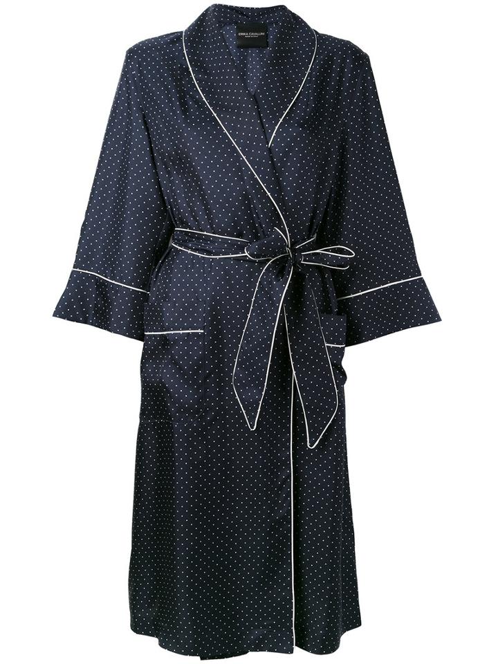 Erika Cavallini - Piped Polka Dot Pyjama Dress - Women - Silk - 38, Blue, Silk