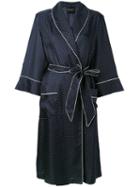 Erika Cavallini - Piped Polka Dot Pyjama Dress - Women - Silk - 38, Blue, Silk