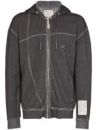 A-cold-wall* Trim Detail Zipped Cotton Hoodie - Grey