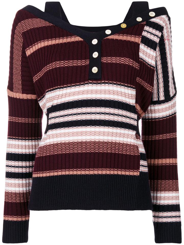 Derek Lam 10 Crosby Striped Knitted Top - Pink & Purple