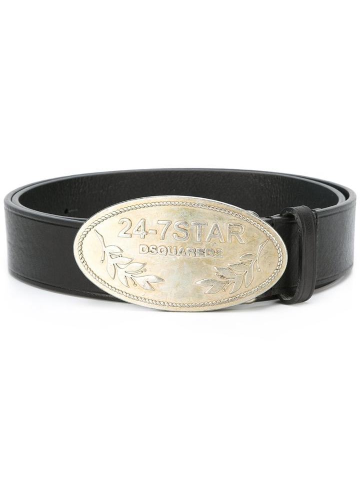 Dsquared2 Logo Plaque Belt, Men's, Size: 85, Black, Leather