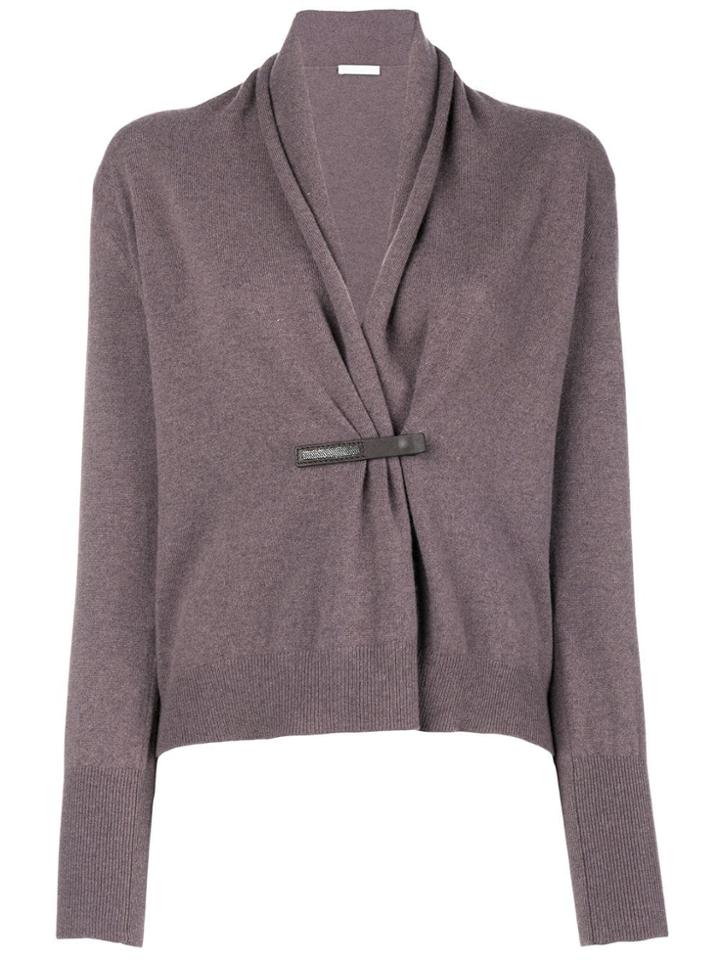 Fabiana Filippi Gathered Front V-neck Sweater - Pink & Purple
