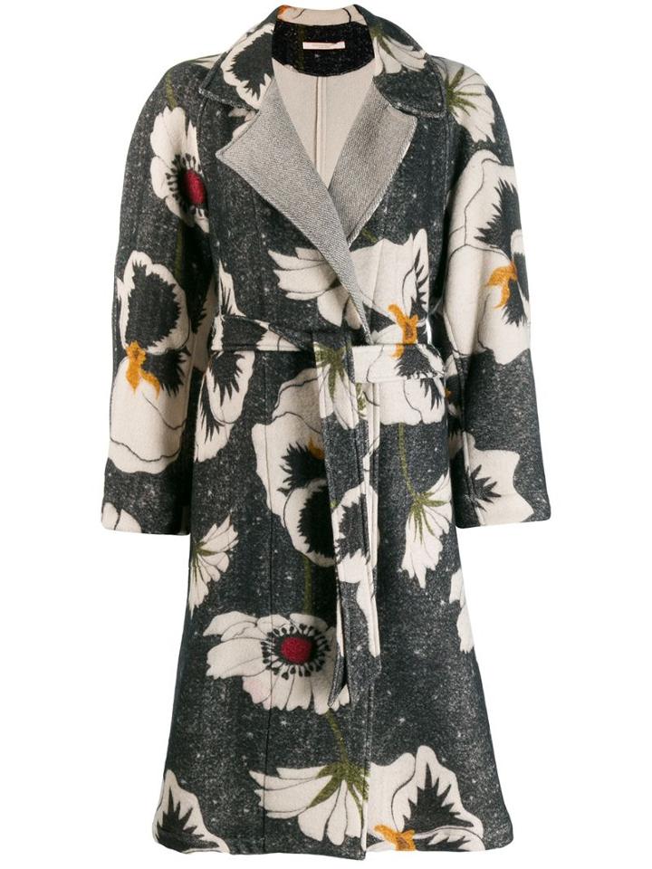 Ermanno Gallamini Floral Pattern Coat - Grey