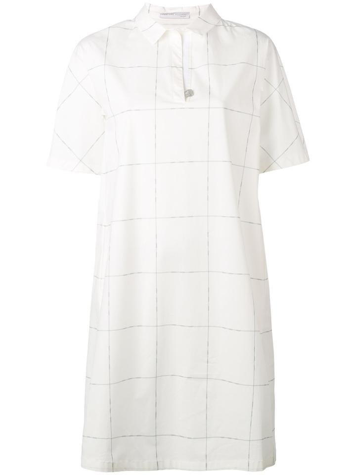 Fabiana Filippi Checked Polo Shirt Dress, Women's, Size: 46, White, Cotton/spandex/elastane