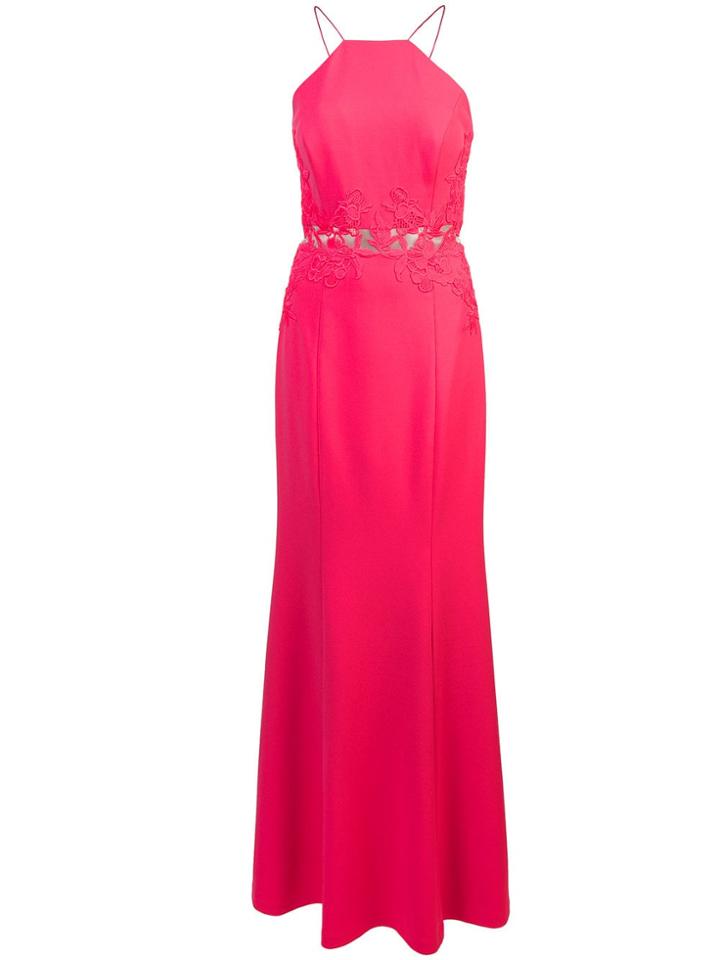 Aidan Mattox Floral Lace Insert Maxi Dress - Pink