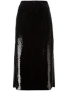 Rochas Sequin Embellished Skirt, Women's, Size: 44, Black, Viscose/acetate/spandex/elastane/silk