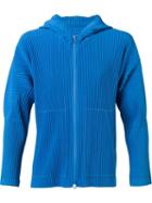 Homme Plissé Issey Miyake Track Hoodie, Men's, Size: 2, Blue, Polyester