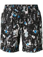 Dolce & Gabbana Jazz Club Print Swim Shorts, Men's, Size: V, Black, Polyester