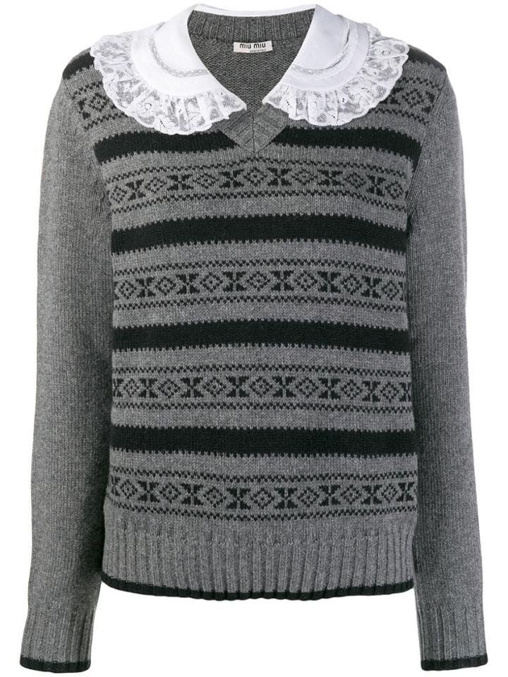 Miu Miu Peter Pan Collar Jumper - Grey