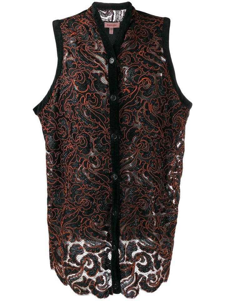 Romeo Gigli Pre-owned Embroidered Floral Gilet - Black