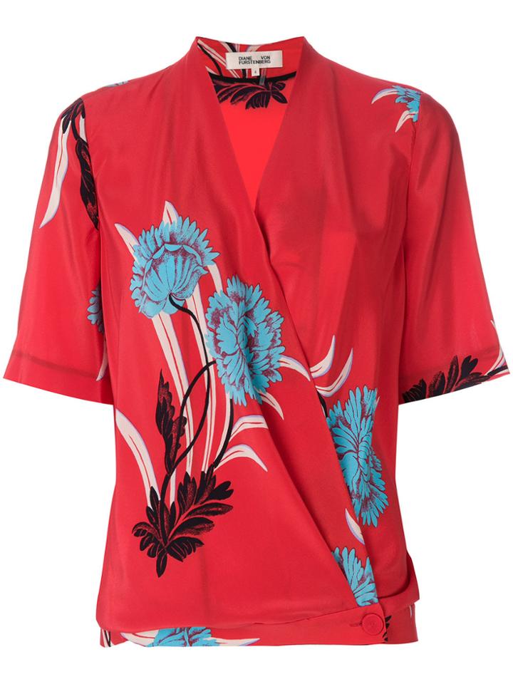 Dvf Diane Von Furstenberg Cross Over Blouse - Red