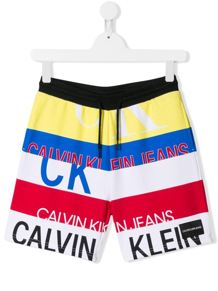 Calvin Klein Kids Logo Print Shorts - White