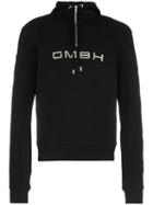 Gmbh Logo Print Half Zip Hooded Sweater - Black