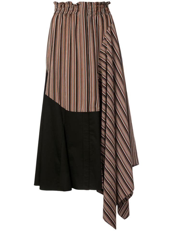 Tome Asymmetric Flared Skirt - Brown