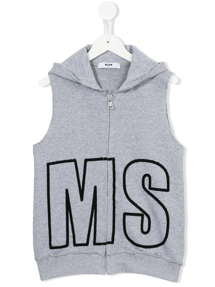 Msgm Kids Sleeveless Hoodie, Boy's, Size: 8 Yrs, Grey
